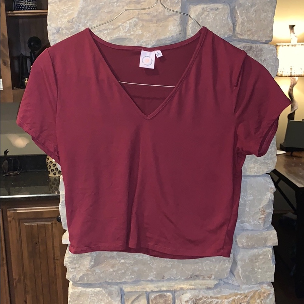 Red crop top short sleeve